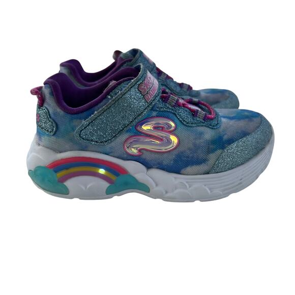 Skechers Rainbow Racers Light Up Sneakers Girl’s size 8 - Picture 1 of 7